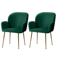 Kings Set of 2 Kynsee Dining Chair Armchair Cafe Chair Upholstered Velvet Green dining Kings Warehouse 