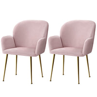 Kings  Set of 2 Kynsee Dining Chairs Armchair Cafe Chair Upholstered Velvet Pink