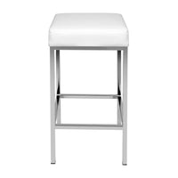 Kings Set of 2 PU Leather Backless Bar Stools - White and Chrome bar stools Kings Warehouse 