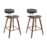 Kings Set of 2 PU Leather Circular Footrest Bar Stools - Black Furniture > Bar Stools & Chairs Kings Warehouse 