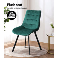 Kings Set of 2 Reith Dining Chairs Kitchen Cafe Chairs Velvet Upholstered Green dining KingsWarehouse 