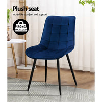 Kings Set of 2 Toula Dining Chairs Kitchen Chairs Velvet Upholstered Blue dining KingsWarehouse 