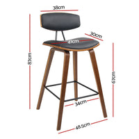Kings Set of 4 PU Leather Circular Footrest Bar Stools - Black Furniture > Bar Stools & Chairs Kings Warehouse 