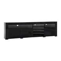 Kings TV Cabinet Entertainment Unit Stand RGB LED Gloss 3 Doors 180cm Black
