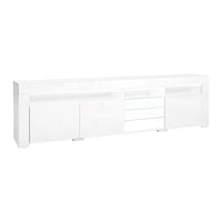 Kings TV Cabinet Entertainment Unit Stand RGB LED Gloss 3 Doors 180cm White