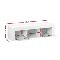 Kings TV Cabinet Entertainment Unit Stand RGB LED Gloss Furniture 130cm White living room Kings Warehouse 