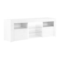 Kings TV Cabinet Entertainment Unit Stand RGB LED Gloss Furniture 145cm White