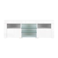 Kings TV Cabinet Entertainment Unit Stand RGB LED Gloss Furniture 160cm White living room Kings Warehouse 