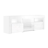 Kings TV Cabinet Entertainment Unit Stand RGB LED Gloss Furniture 160cm White