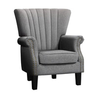 Kings Upholstered Fabric Armchair Accent Tub Chairs Modern seat Sofa Lounge Grey