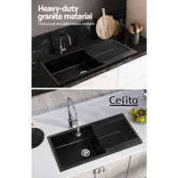 Kitchen Sink Granite Stone Laudry Single Bowl Top or Undermount 1000x500mm Kings Warehouse 