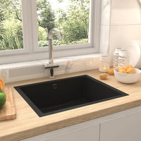 Kitchen Sink with Overflow Hole Black Granite Kings Warehouse 