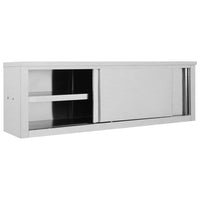 Kitchen Wall Cabinet with Sliding Doors 150x40x50 cm Stainless Steel Kings Warehouse 