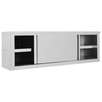 Kitchen Wall Cabinet with Sliding Doors 150x40x50 cm Stainless Steel Kings Warehouse 