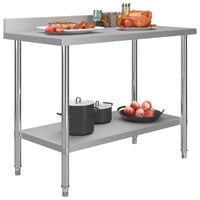 Kitchen Work Table with Backsplash 120x60x93 cm Stainless Steel Kings Warehouse 