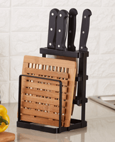 Knife & Chopping Board Shelf Stand Black Kings Warehouse 