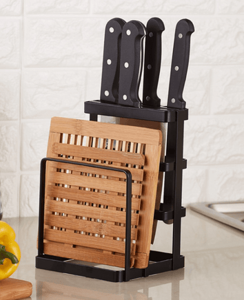 Knife & Chopping Board Shelf Stand Black Kings Warehouse 
