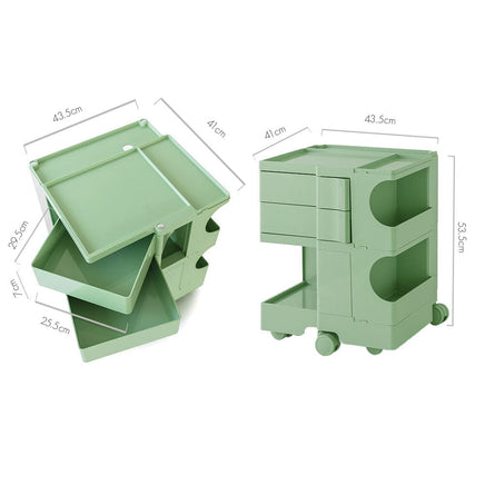 KW Replica Boby Trolley Storage 3 Tier Drawer Cart Shelf Mobile Green living room Kings Warehouse 