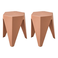 KW Set of 2 Puzzle Stool Plastic Stacking Bar Stools Dining Chairs Kitchen Pink