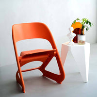 KW Set of 4 Dining Chairs Office Cafe Lounge Seat Stackable Plastic Leisure Chairs Orange dining Kings Warehouse 