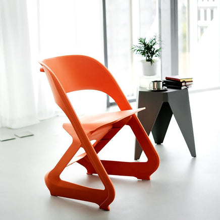 KW Set of 4 Dining Chairs Office Cafe Lounge Seat Stackable Plastic Leisure Chairs Orange dining Kings Warehouse 