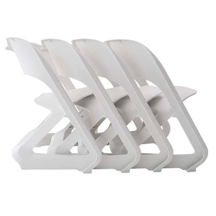 KW Set of 4 Dining Chairs Office Cafe Lounge Seat Stackable Plastic Leisure Chairs White dining Kings Warehouse 