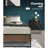 KWMetal Bed Frame Single Size Mattress Base Platform Wooden Black OSLO bedroom furniture Kings Warehouse 