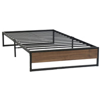 KWMetal Bed Frame Single Size Mattress Base Platform Wooden Black OSLO