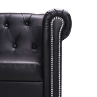 L-shaped Chesterfield Sofa Artificial Leather Black Kings Warehouse 
