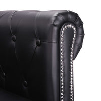 L-shaped Chesterfield Sofa Artificial Leather Black Kings Warehouse 