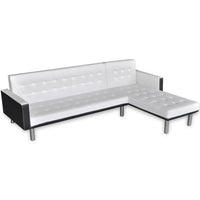 L-shaped Sofa Bed Faux Leather White Kings Warehouse 