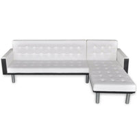 L-shaped Sofa Bed Faux Leather White Kings Warehouse 
