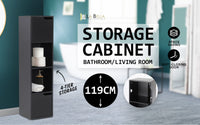 La Bella 119cm Black Bathroom Storage Cabinet Tall Slim Kings Warehouse 