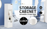 La Bella 119cm White Bathroom Storage Cabinet Tall Slim Kings Warehouse 