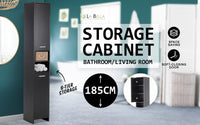 La Bella 185cm Black Bathroom Storage Cabinet Tall Slim Kings Warehouse 