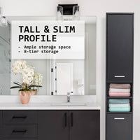 La Bella 185cm Black Bathroom Storage Cabinet Tall Slim Kings Warehouse 