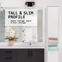 La Bella 185cm White Bathroom Storage Cabinet Tall Slim Kings Warehouse 