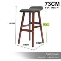 La Bella 2 Set 73cm Black Brown Wooden Bar Stool DARA Leather bar stools Kings Warehouse 