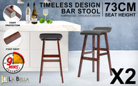 La Bella 2 Set 73cm Black Brown Wooden Bar Stool DARA Leather bar stools Kings Warehouse 