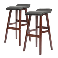 La Bella 2 Set 73cm Black Brown Wooden Bar Stool DARA Leather bar stools Kings Warehouse 