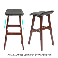 La Bella 2 Set 73cm Black Brown Wooden Bar Stool DARA Leather bar stools Kings Warehouse 