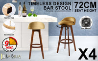 La Bella 4 Set 72cm Coffee Brown Wooden Bar Stool Leila Leather bar stools Kings Warehouse 