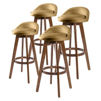 La Bella 4 Set 72cm Coffee Brown Wooden Bar Stool Leila Leather bar stools Kings Warehouse 