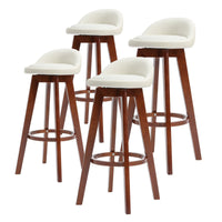 La Bella 4 Set 72cm White Brown Wooden Bar Stool Kayde Leather bar stools Kings Warehouse 