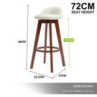 La Bella 4 Set 72cm White Brown Wooden Bar Stool Kayde Leather bar stools Kings Warehouse 