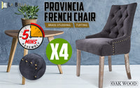 La Bella 4 Set Black (Charcoal) French Provincial Dining Chair Amour Oak Leg dining Kings Warehouse 