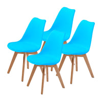 La Bella 4 Set Blue Retro Dining Cafe Chair Padded Seat dining Kings Warehouse 