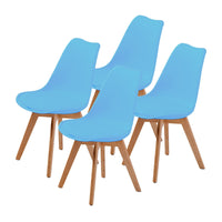 La Bella 4 Set Grey Blue Retro Dining Cafe Chair Padded Seat