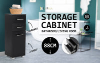 La Bella 88cm Black Bathroom Storage Cabinet Drawer Tall Slim Kings Warehouse 