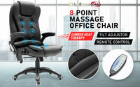 La Bella Black Massage 8 Point Vibration Heated Ergonomic Executive Office Chair Kings Warehouse 